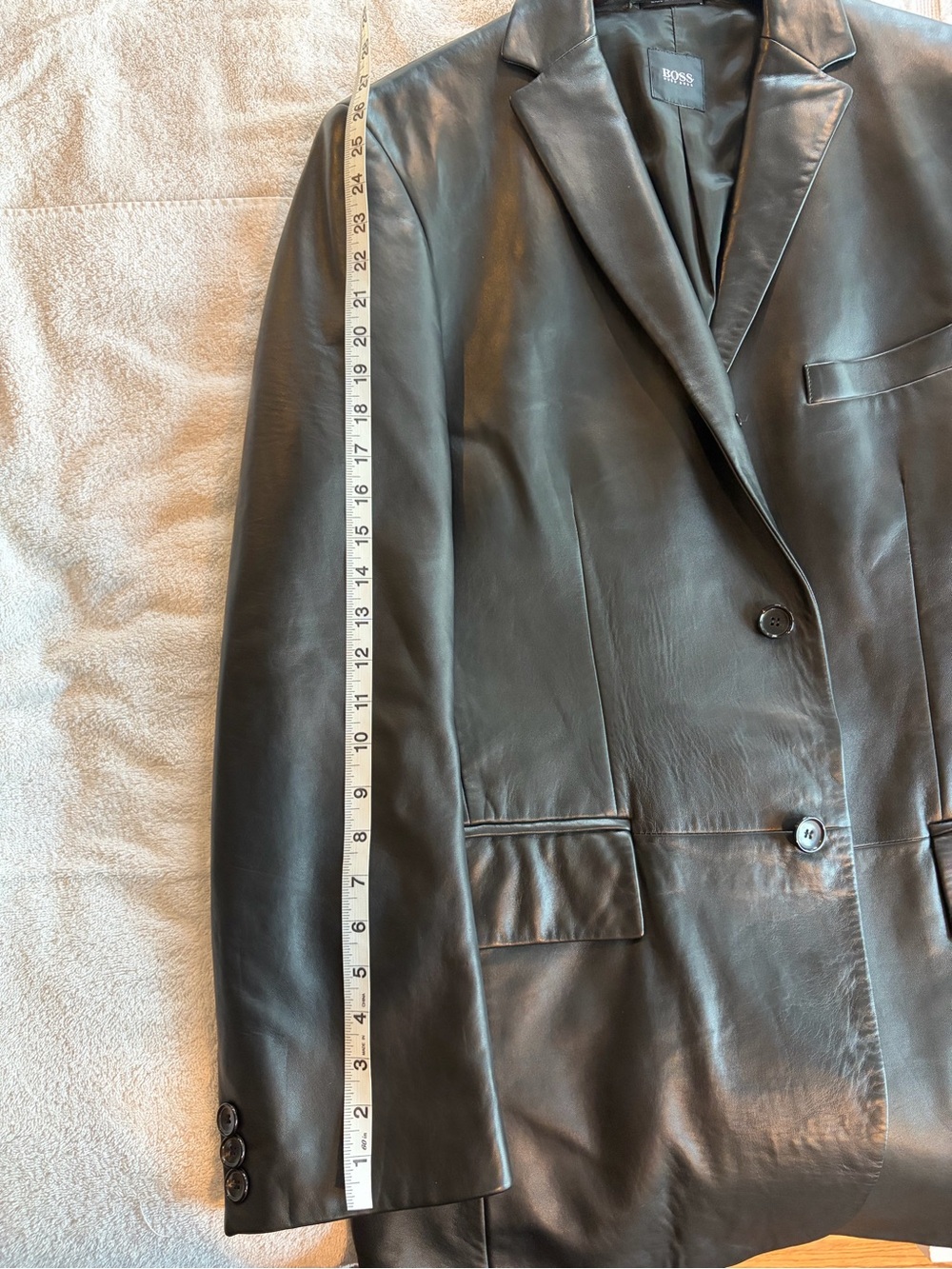 Hugo Boss Lambskin Leather Blazer Jacket Black Barney's New York Men's Size 42R - Picture 14 of 16